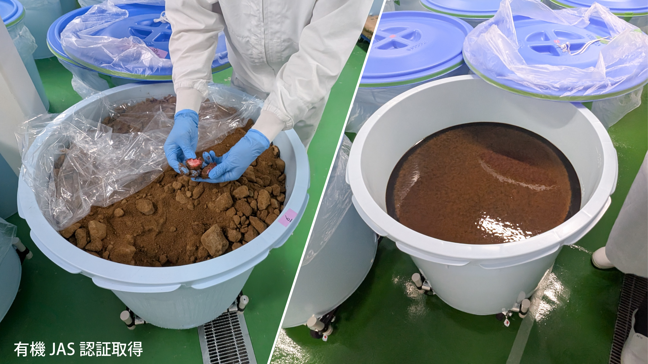 高品質な有機植物発酵エキス製造現場