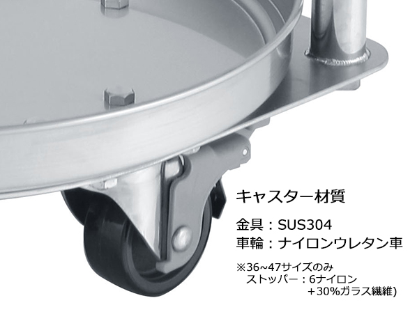 KMS-T】取っ手付容器運搬用台車(SUSウレタン車)(KMS-T-36 : 36 KMS-T】取っ手付容器運搬用台車(SUSウレタン車)(KMS-T-36 : 36
