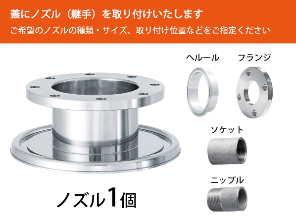 ノズル付蓋A(ノズルを1個取付): オプション加工 ノズル付蓋A(ノズルを1個取付): オプション加工