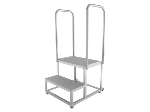 【新製品】安全な作業をサポート｜ステンレス踏み台2段 両手すり付き